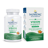Nordic Naturals Vision Support en botella con limón para cuidado ocular diario.