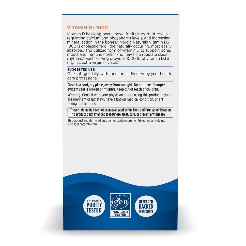 Nordic Naturals Vitamin D3 1000: envase compacto para viajes, fácil de transportar, sin OGM