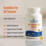 Nordic Naturals Vitamin D3 1000: etiqueta naranja en frasco, fácil de identificar, sin OGM
