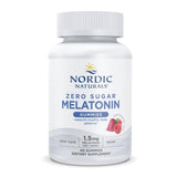 Gominolas Nordic Naturals sin azúcar frambuesa en frasco para descanso suave.