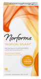 Norforms Supositorios Tropical Splash, empaque de dos paquetes, para control de olor interior y frescura diaria.