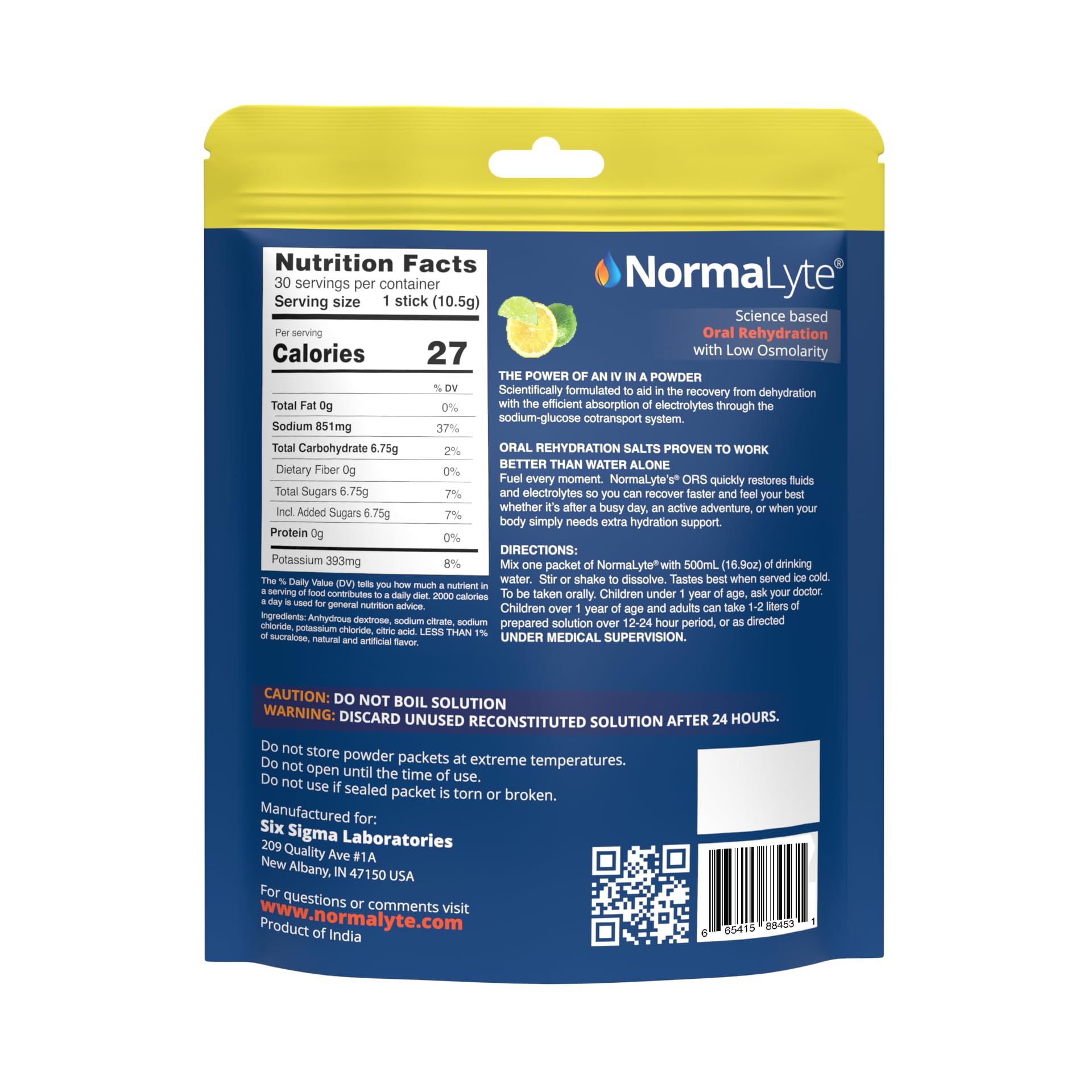NormaLyte limón-lima: polvo para mezclar en agua, ideal para hidratación diaria.