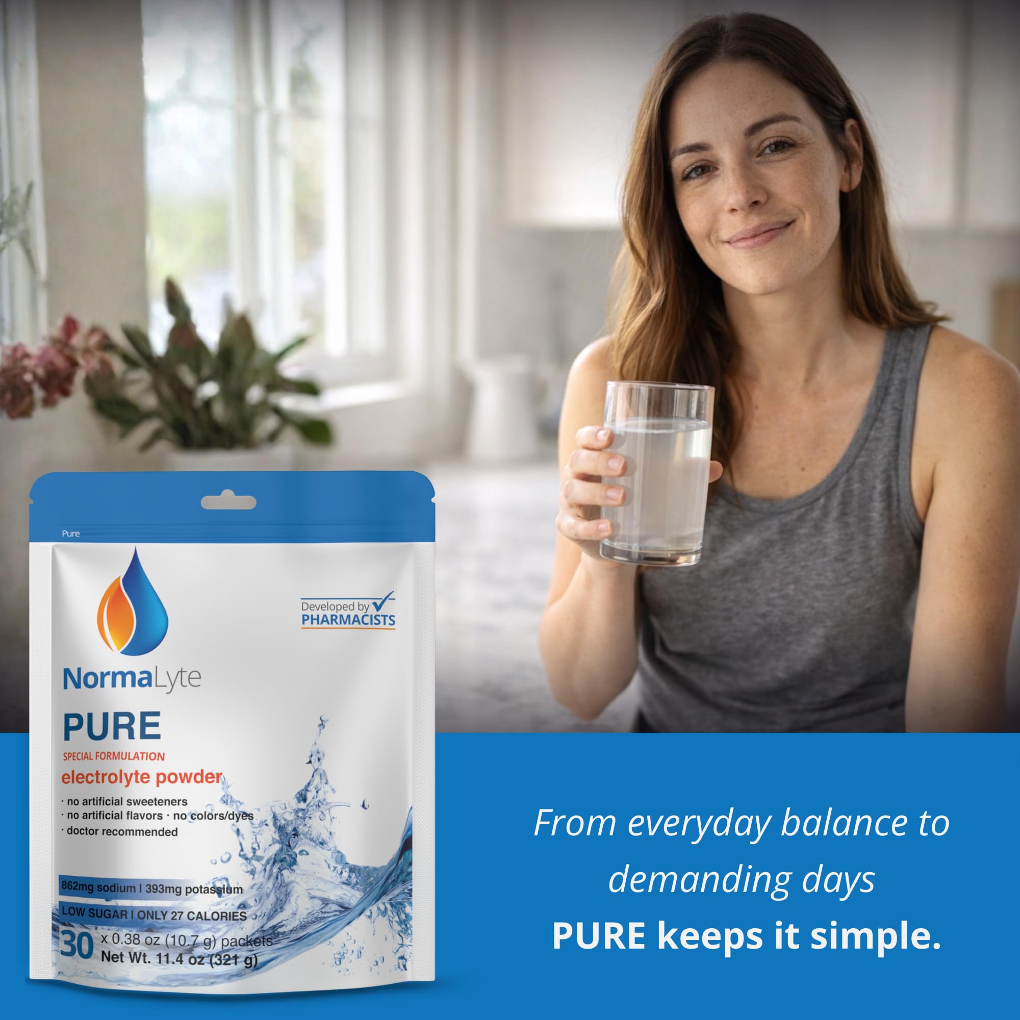 NormaLyte Pure, dosis diaria para mantener el balance de electrolitos.