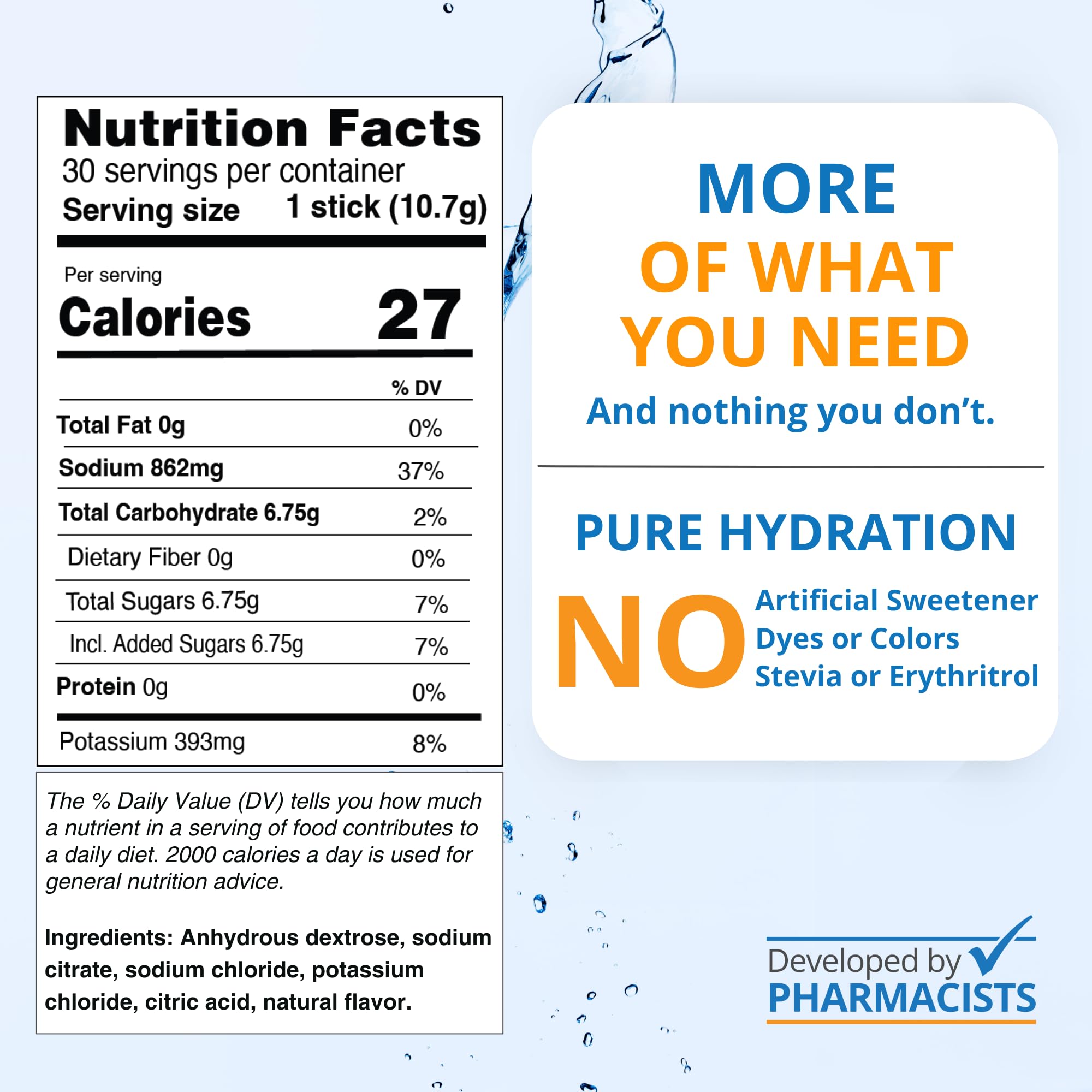 NormaLyte Pure, mezcla en vaso, hidratación eficiente durante la actividad.