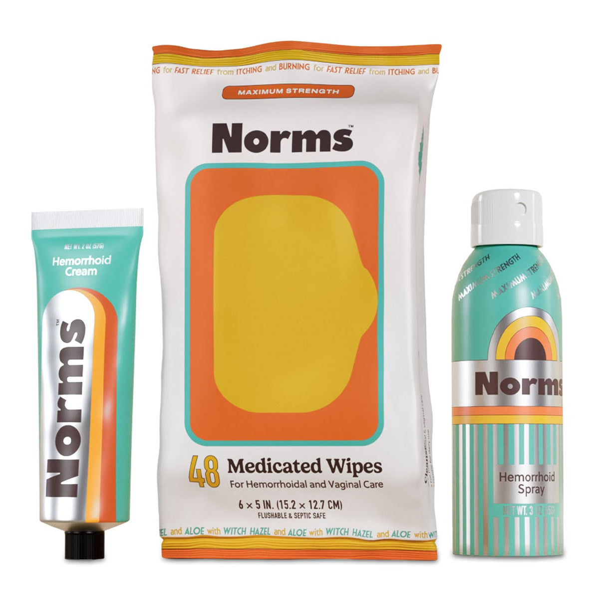 Norms Paquete completo para hemorroides, imagen del empaque, ideal para cuidado diario