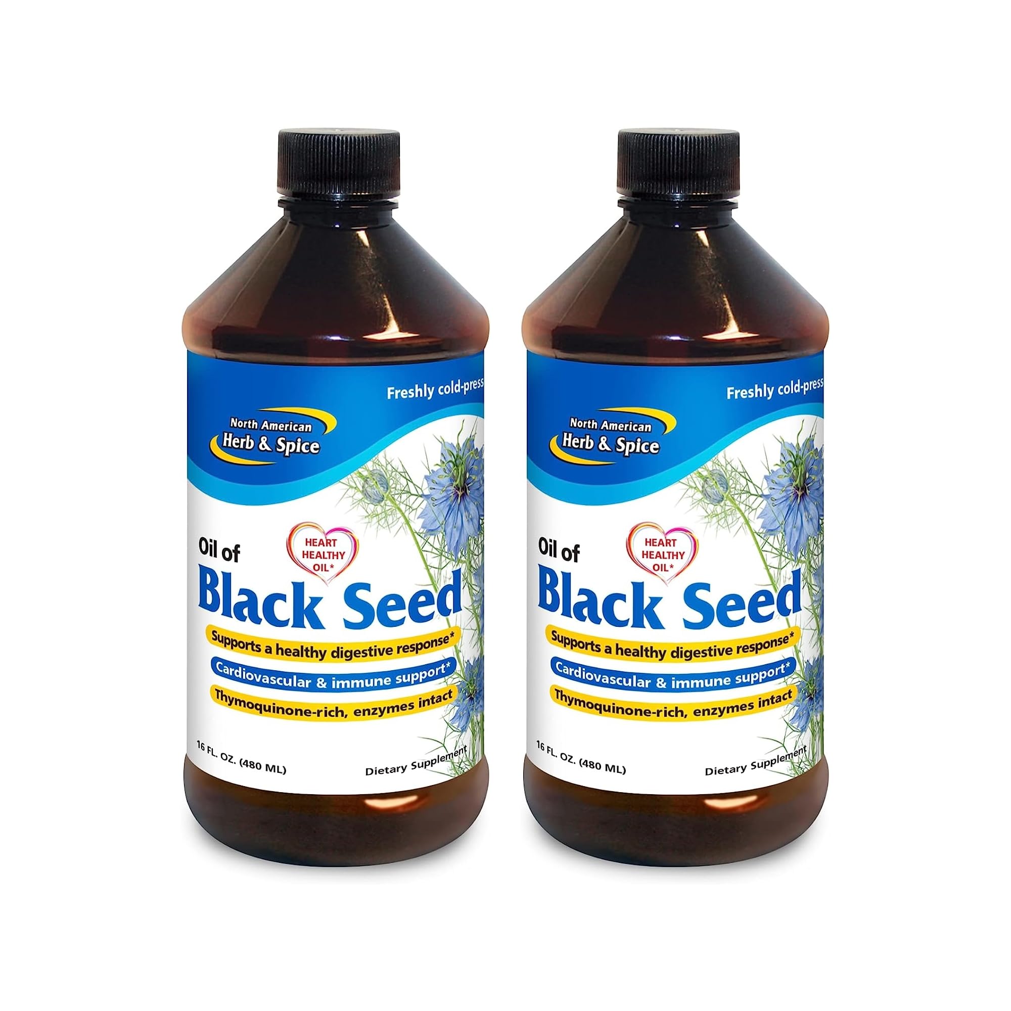 Aceite de semilla negra de North American Herb & Spice, vertido suave para uso diario.