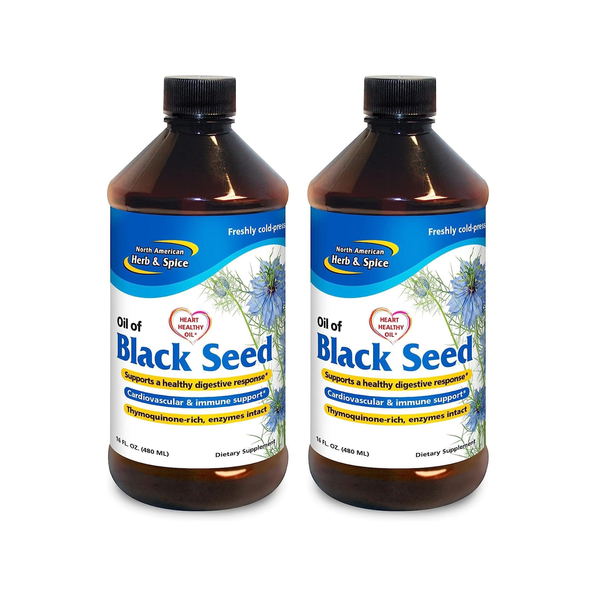 Aceite de semilla negra de North American Herb & Spice, vertido suave para uso diario.