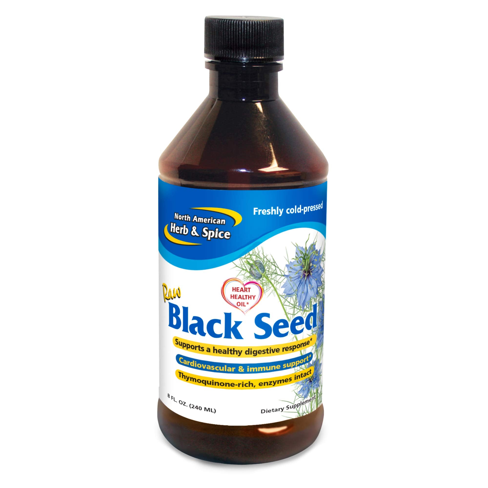North American Herb & Spice aceite de semilla negra en botella para bienestar diario