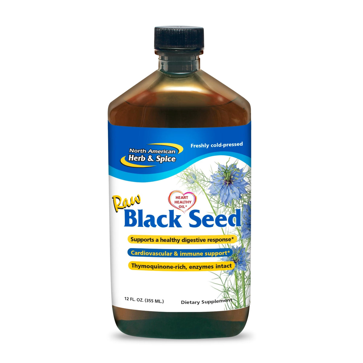 North American Herb & Spice aceite semilla negra en botella, uso diario