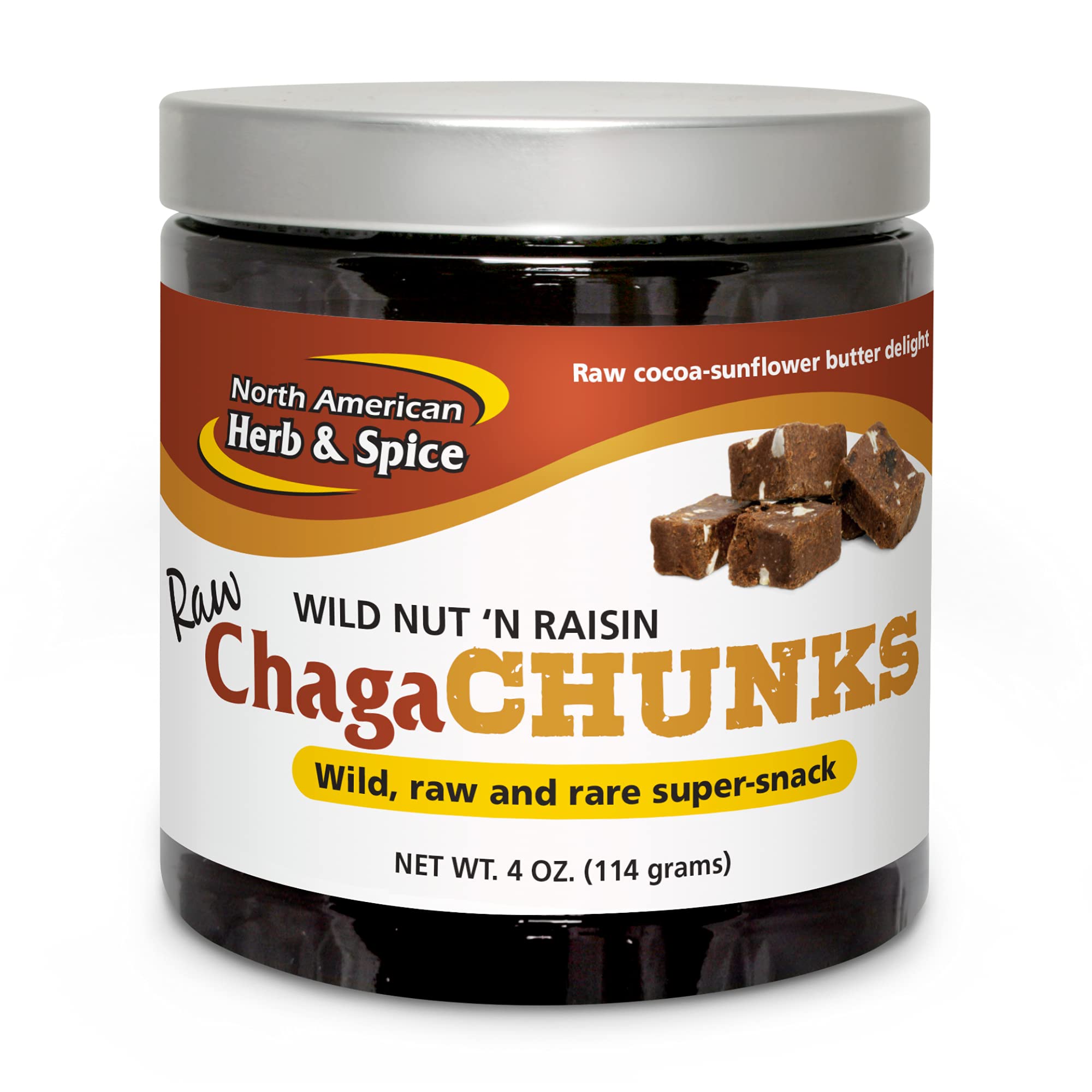 ChagaChunks Nueces y Pasas de NORTH AMERICAN HERB & SPICE, trozos crudos para energía natural.
