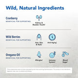 CranFlush muestra arándano silvestre como ingrediente principal para sabor natural.