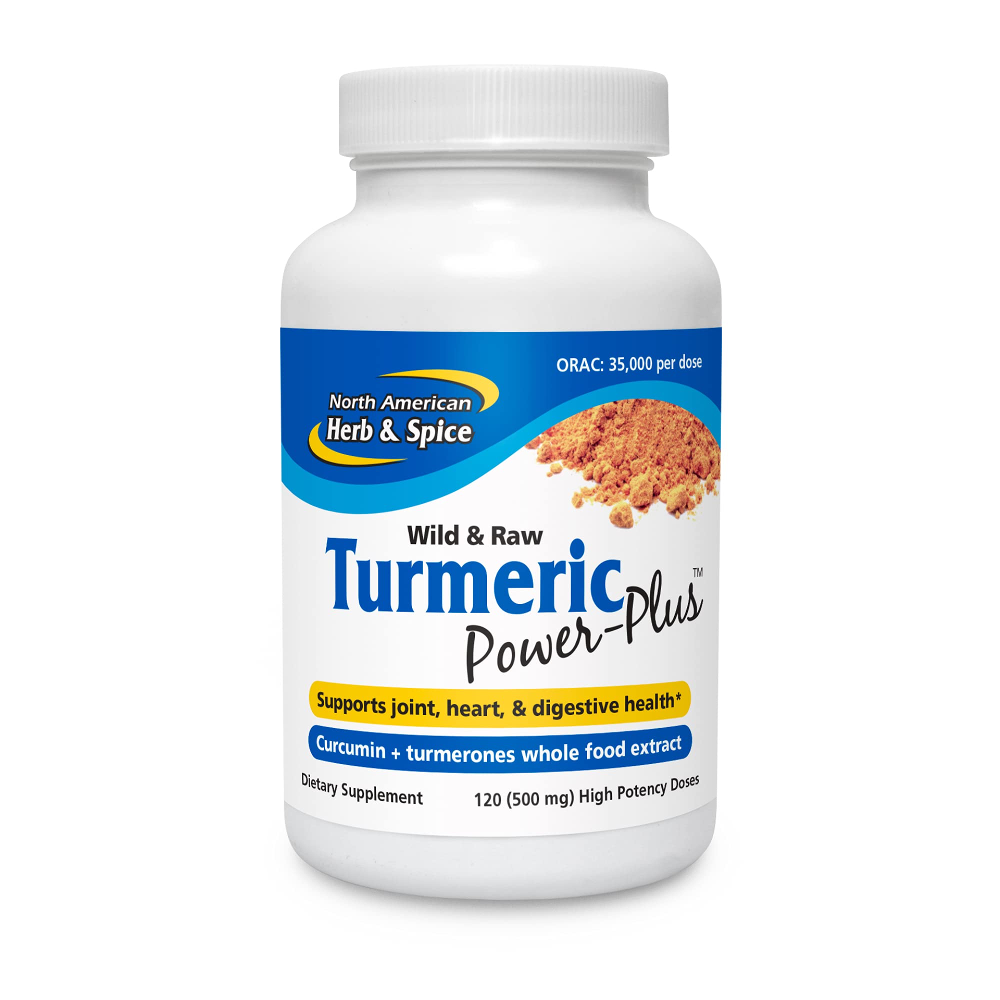 Turmeric Power-Plus de NORTH AMERICAN HERB & SPICE, botella-vertido, posible apoyo digestivo diario.
