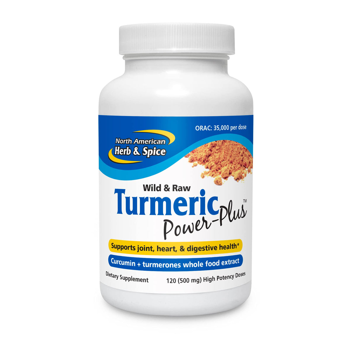 Turmeric Power-Plus de NORTH AMERICAN HERB & SPICE, botella-vertido, posible apoyo digestivo diario.