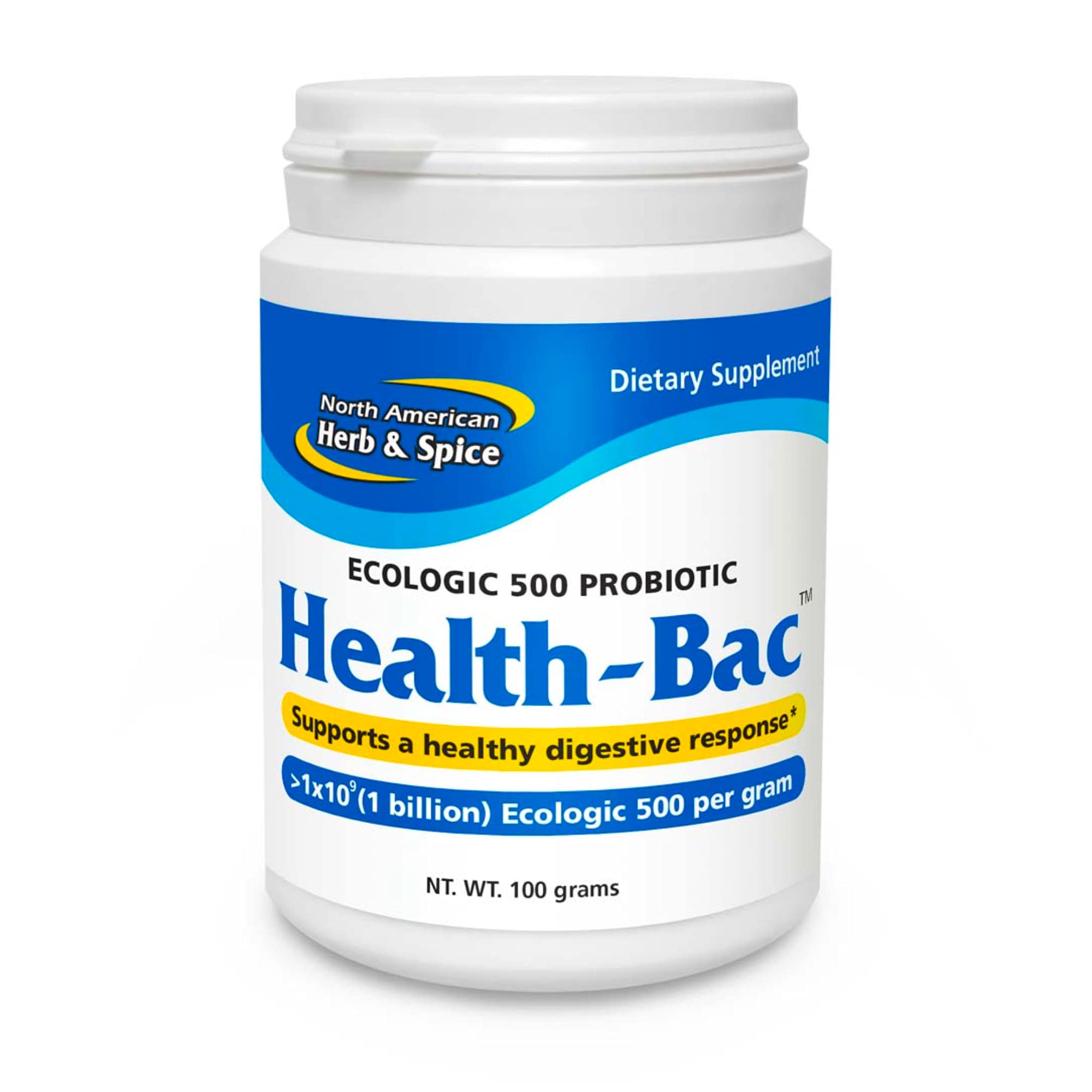 Health-Bac en frasco de 100 g de NORTH AMERICAN HERB & SPICE para apoyo digestivo