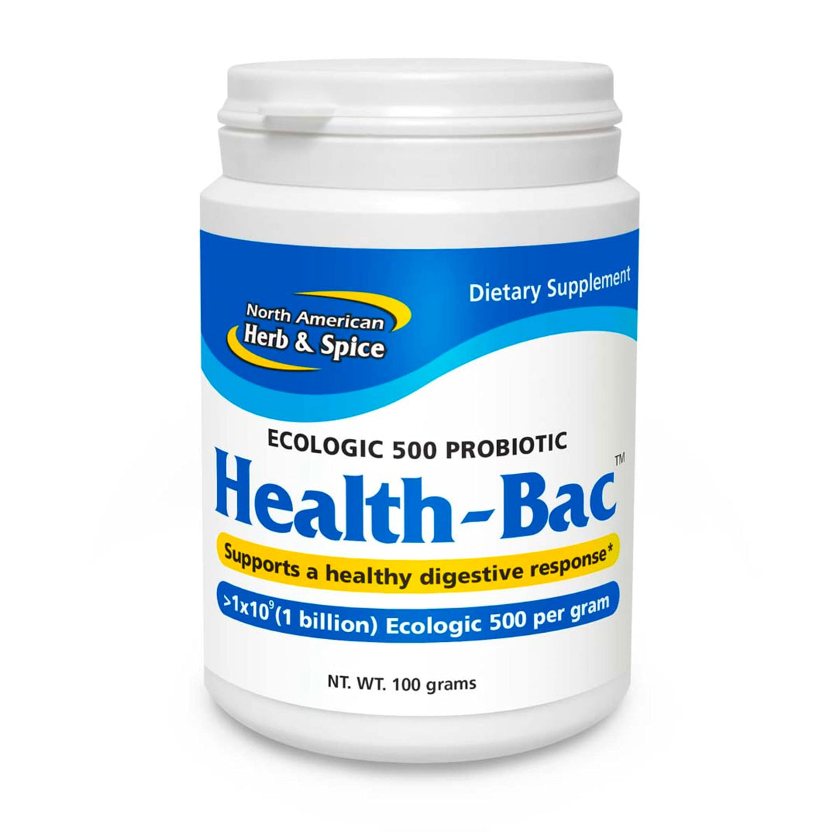 Health-Bac en frasco de 100 g de NORTH AMERICAN HERB & SPICE para apoyo digestivo
