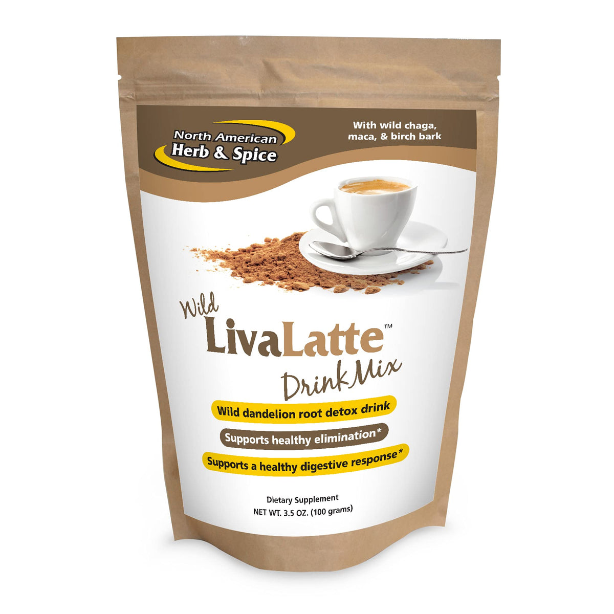 LivaLatte de NORTH AMERICAN HERB & SPICE en envase de 3-5 oz para empezar