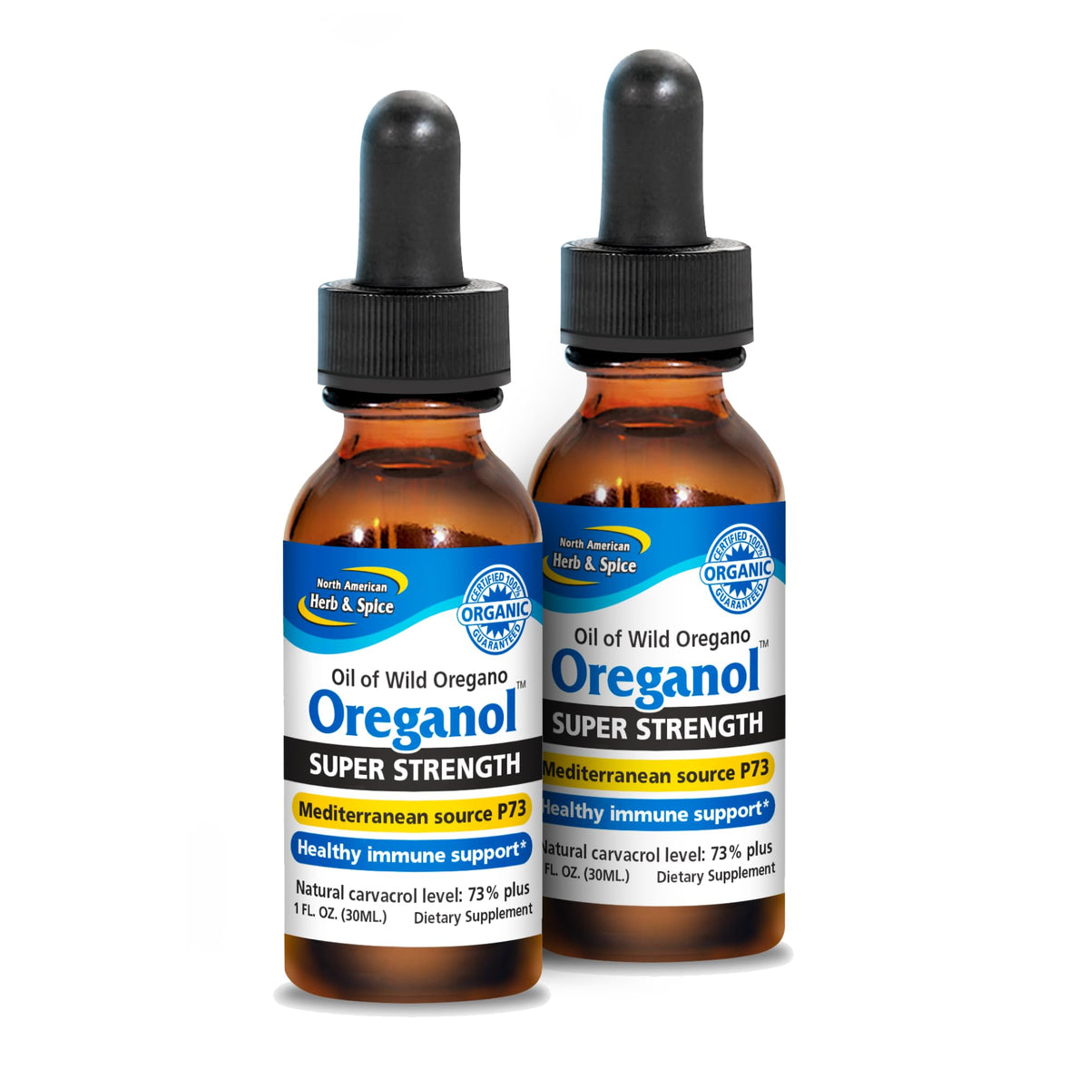 NORTH AMERICAN HERB & SPICE Oreganol en botella, uso diario recomendado.