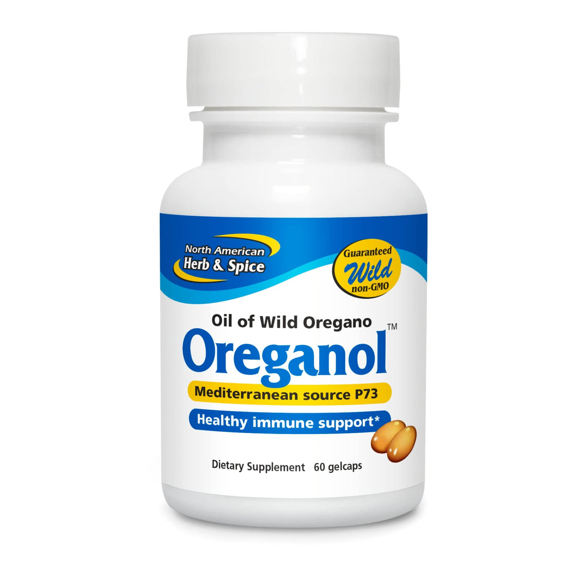 Oreganol P73 de NORTH AMERICAN HERB & SPICE, cápsulas blandas para uso diario.