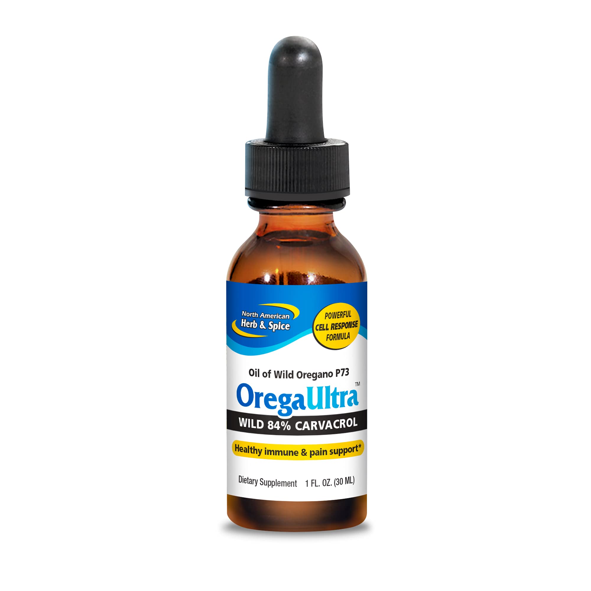 OregaUltra en botella de aceite de orégano P73 para uso diario.