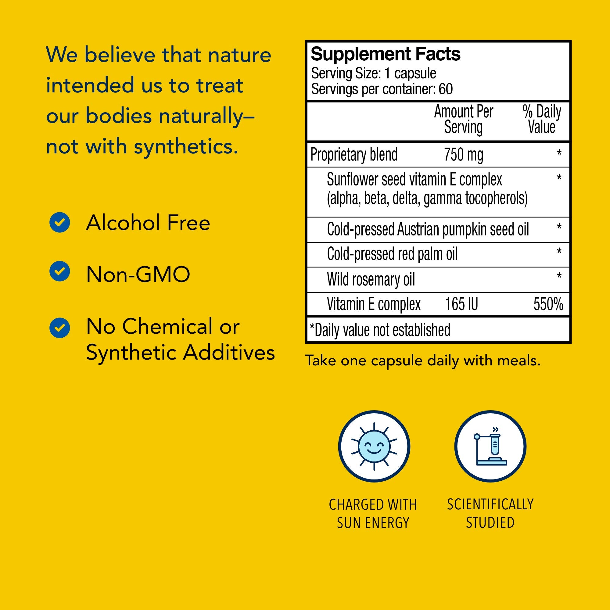 Aceite de semilla de girasol en Purely-E, fuente vegetal de vitamina E.