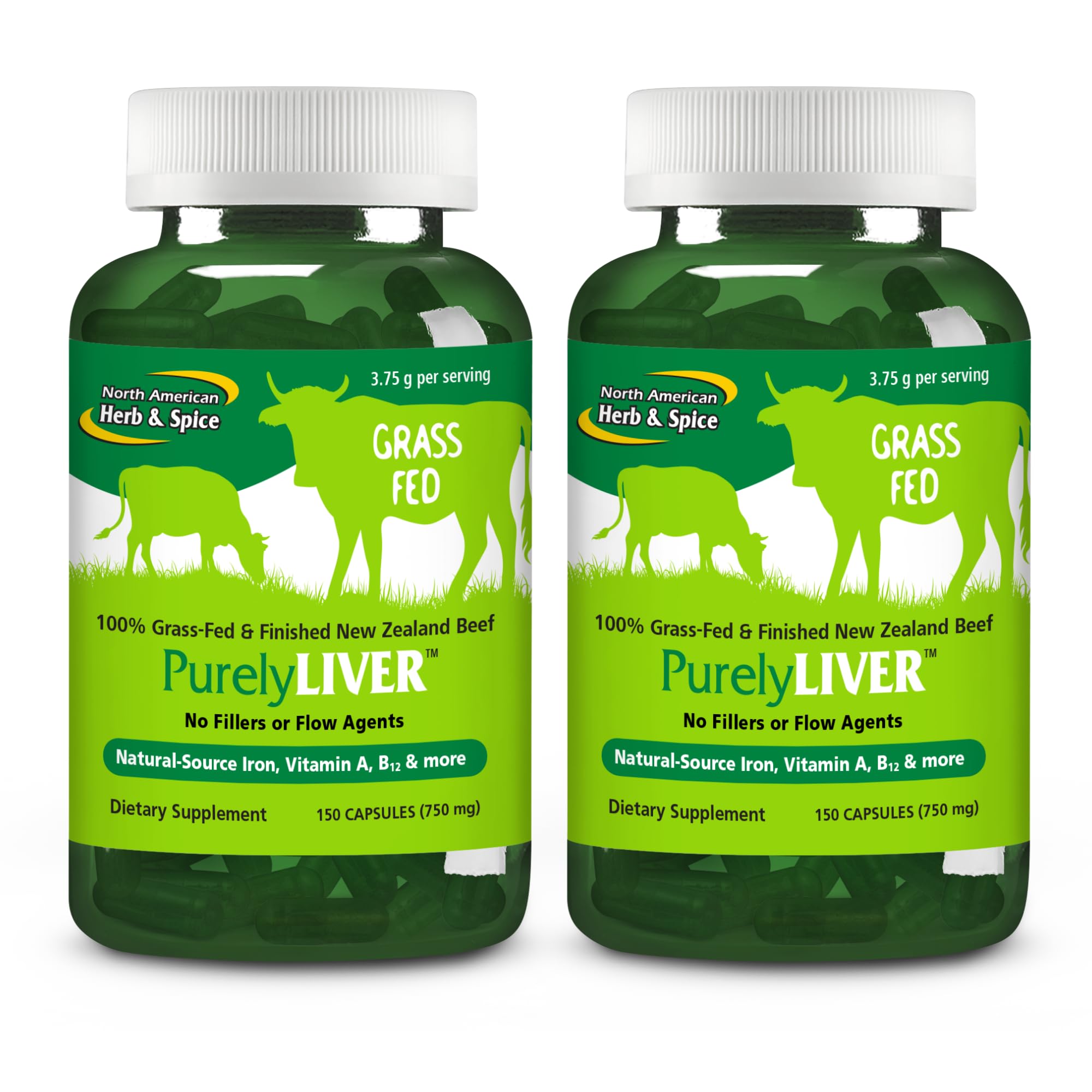 PurelyLiver de North American Herb & Spice – botella y etiqueta, apoyo a la energía diaria
