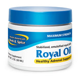 NORTH AMERICAN HERB & SPICE Royal Oil, primer plano frasco, apoyo al bienestar diario.