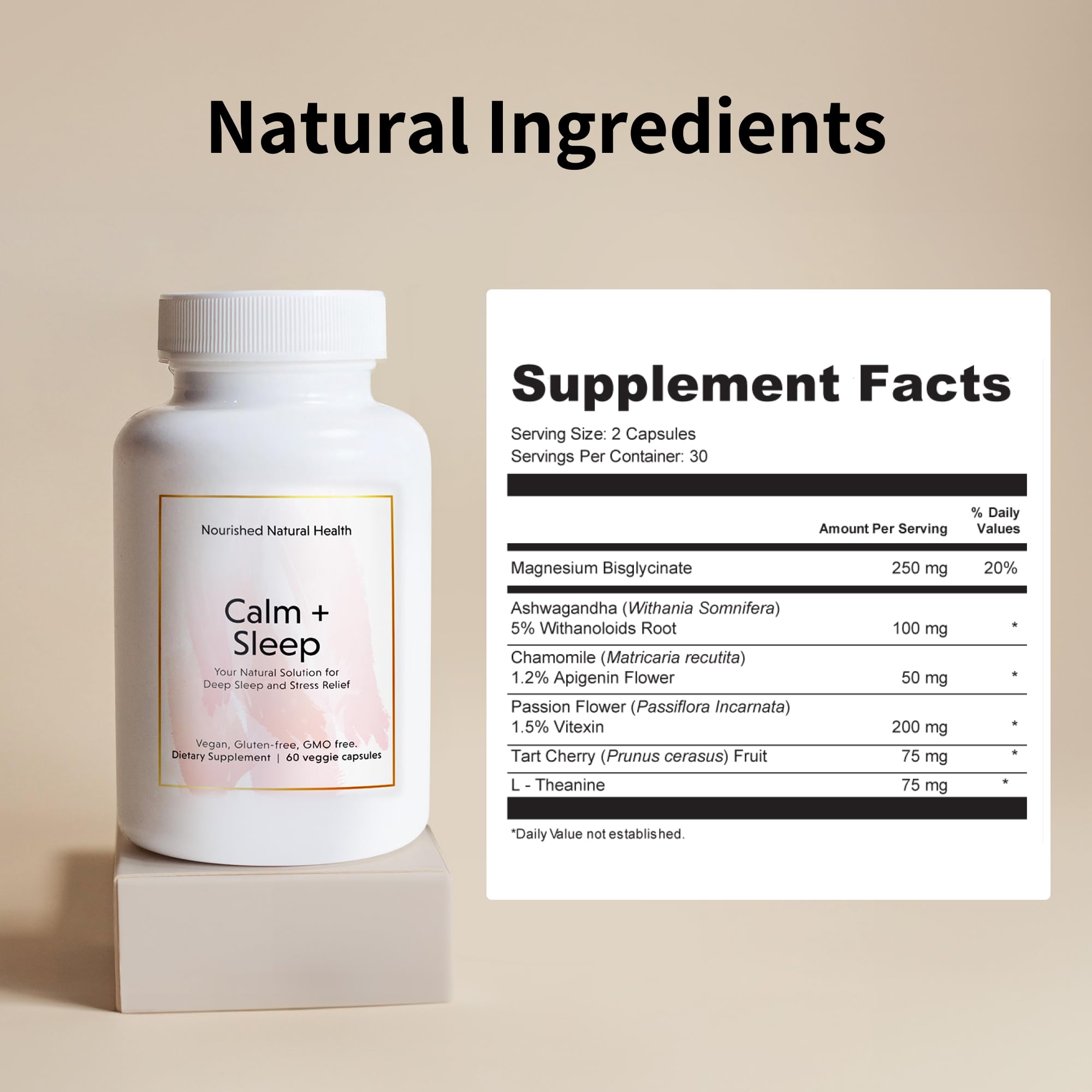 Nourished Natural Health Calma y Sueño: cápsulas listas para uso nocturno