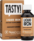 NovaFerrum Tasty frasco sabor chocolate, fácil para que los niños tomen la dosis.