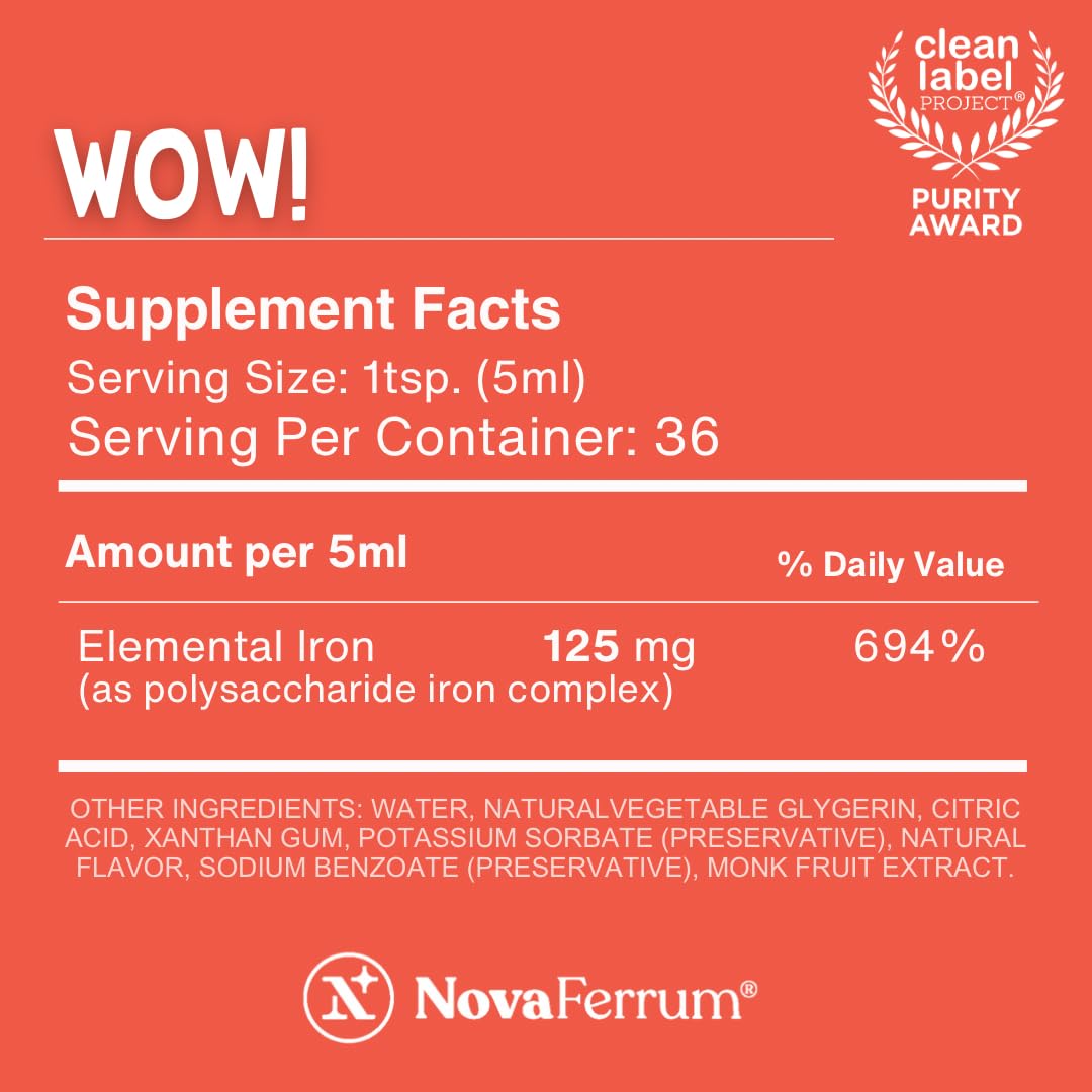 NovaFerrum Wow etiqueta-frontal resalta certificaciones veganas y libres de gluten para compra informada.