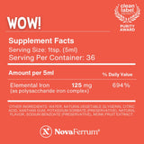 NovaFerrum Wow etiqueta-frontal resalta certificaciones veganas y libres de gluten para compra informada.