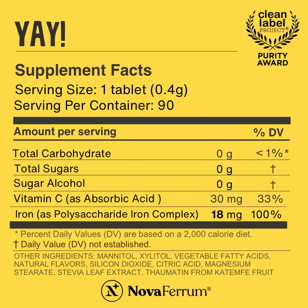 NovaFerrum Yay envase 90 porciones, fácil de almacenar.