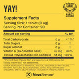 NovaFerrum Yay envase 90 porciones, fácil de almacenar.