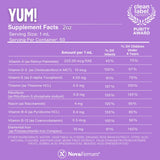 NovaFerrum Yum sabor frambuesa-uva, agradable para niños.