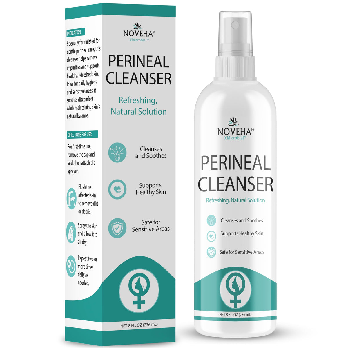 Noveha Spray Perineal - botella visible para uso diario suave y fresco