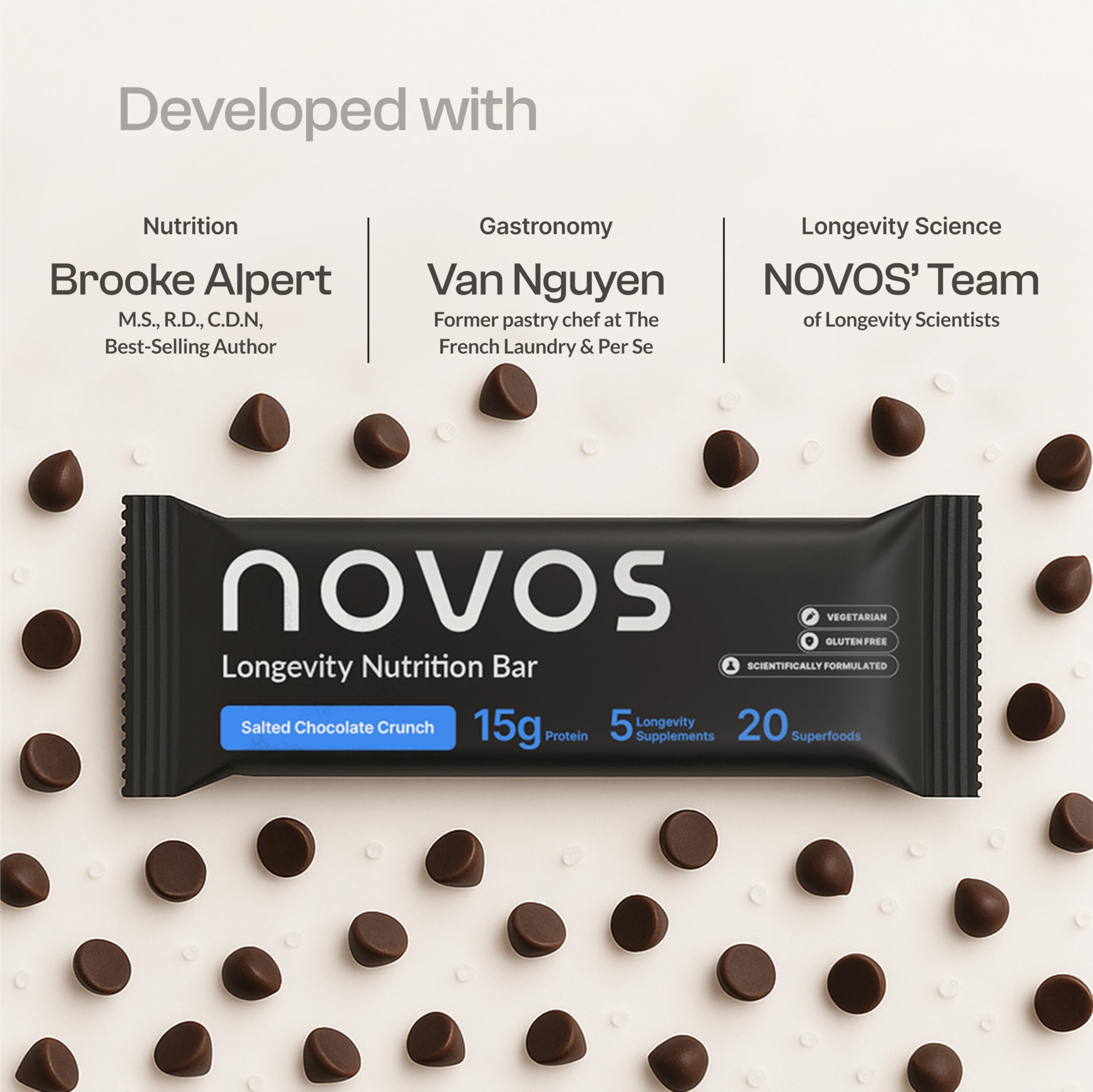 Novos Longevity Bar: cuidado de piel y mente, posible apoyo en la rutina diaria.