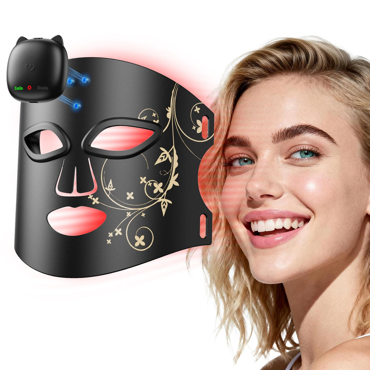 Novurial mascarilla de luz roja para la cara, uso diario suave y seguro