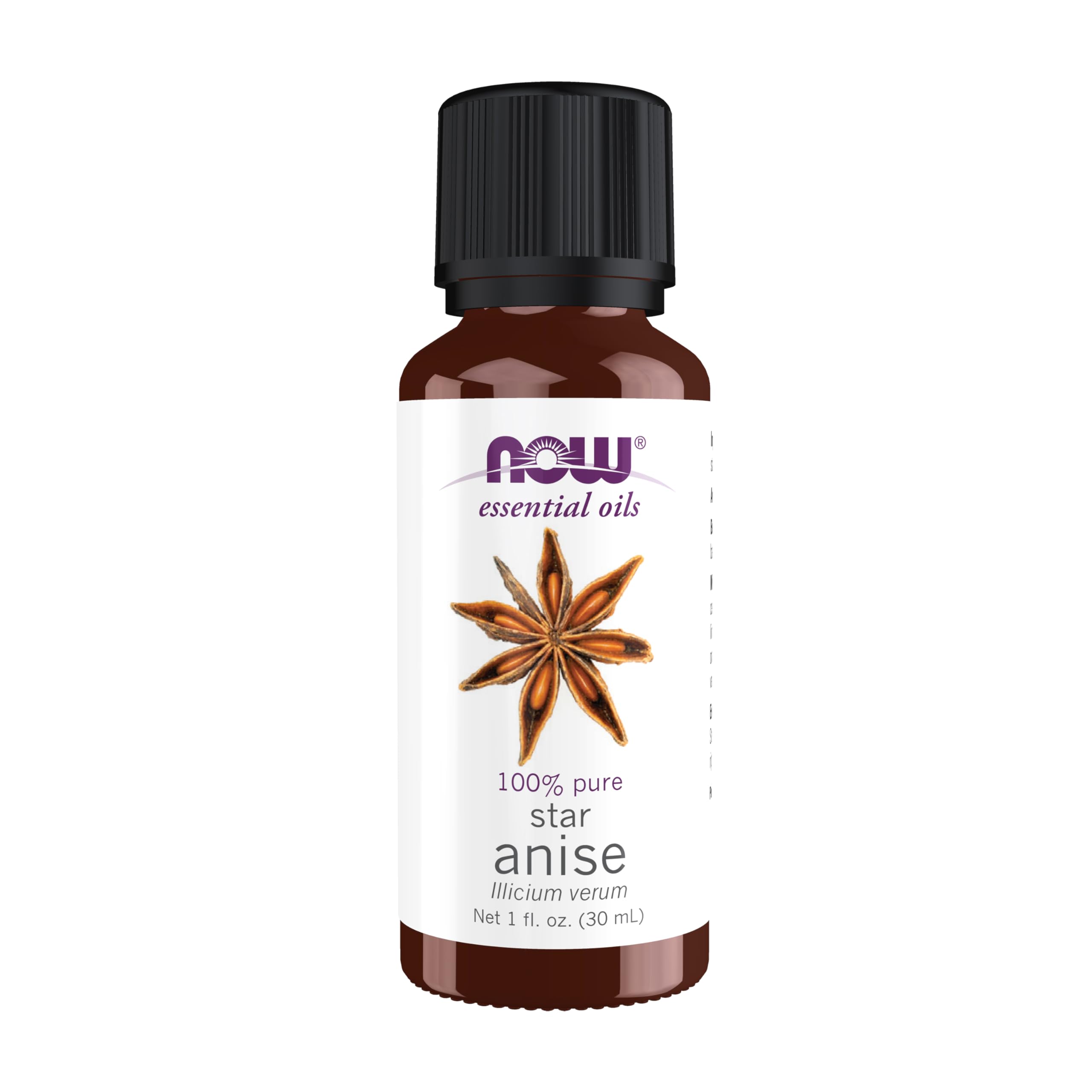 NOW Aceite de Anís: frasco vertido para aromaterapia equilibrante.