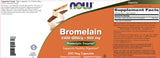 NOW Foods bromelina, etiqueta frontal clara y confiable en el envase.
