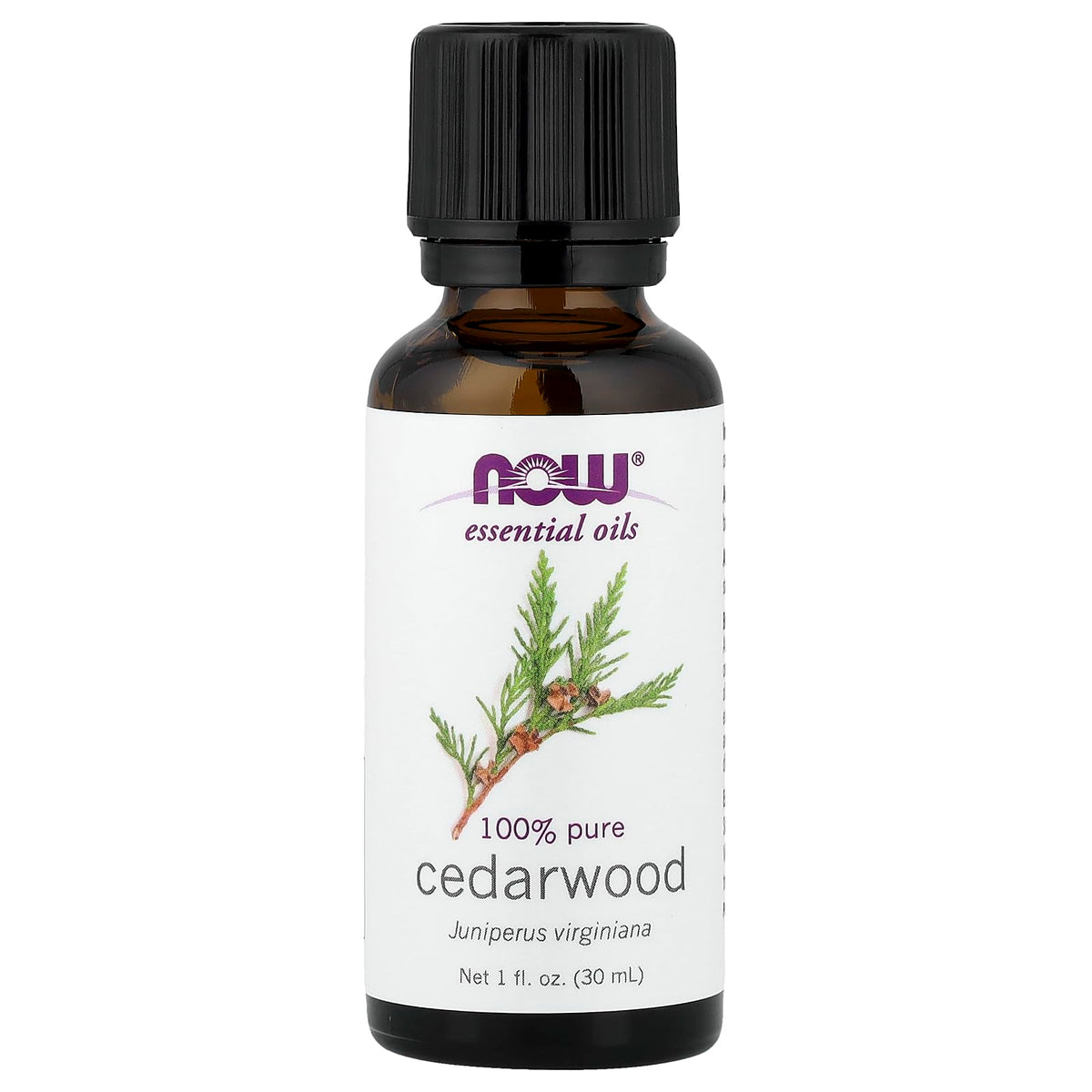 NOW Cedarwood Oil 1 onza botella, aroma puro para relajación diaria.