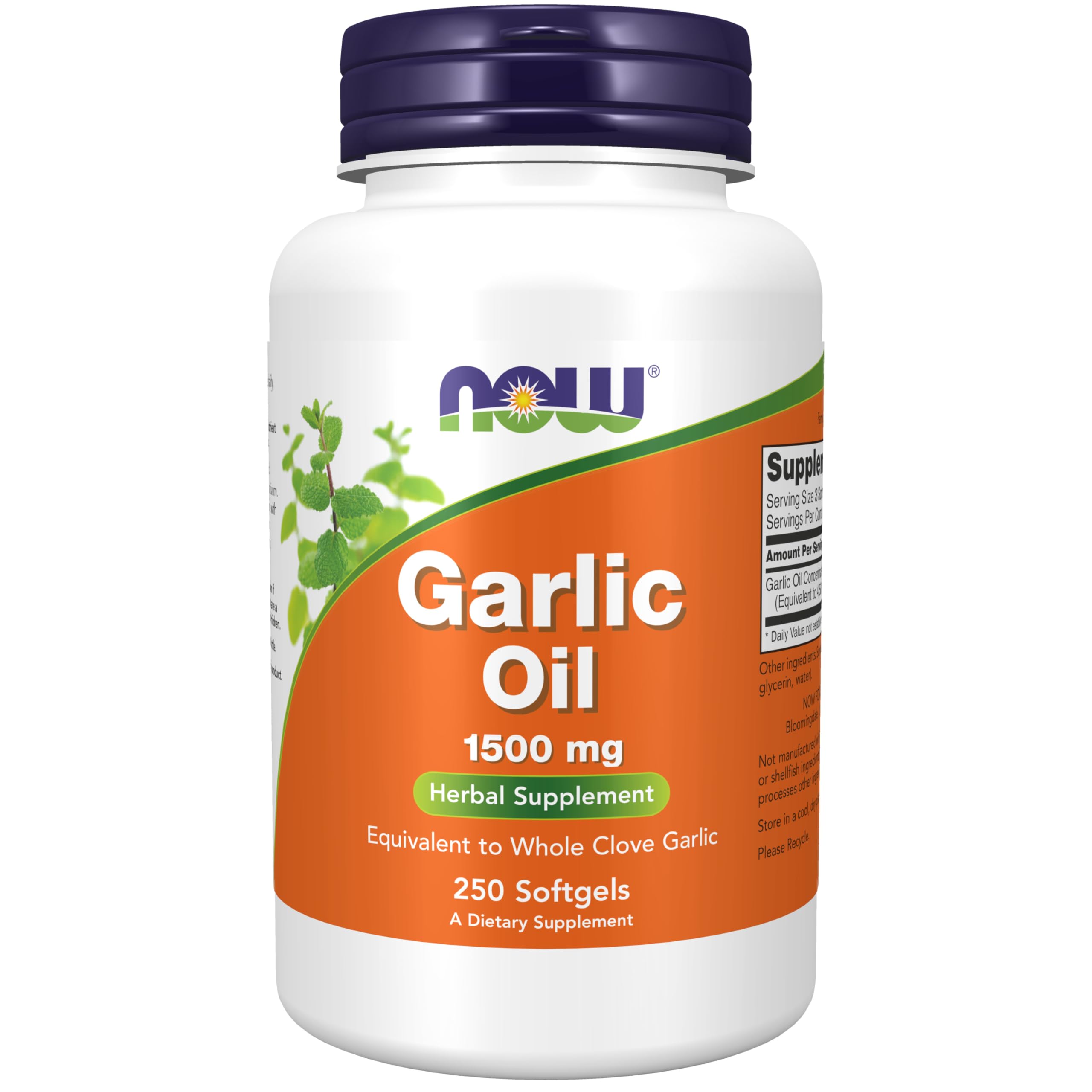 NOW Foods Aceite de Ajo 1500 mg, en botella, apoyo diario para la salud.
