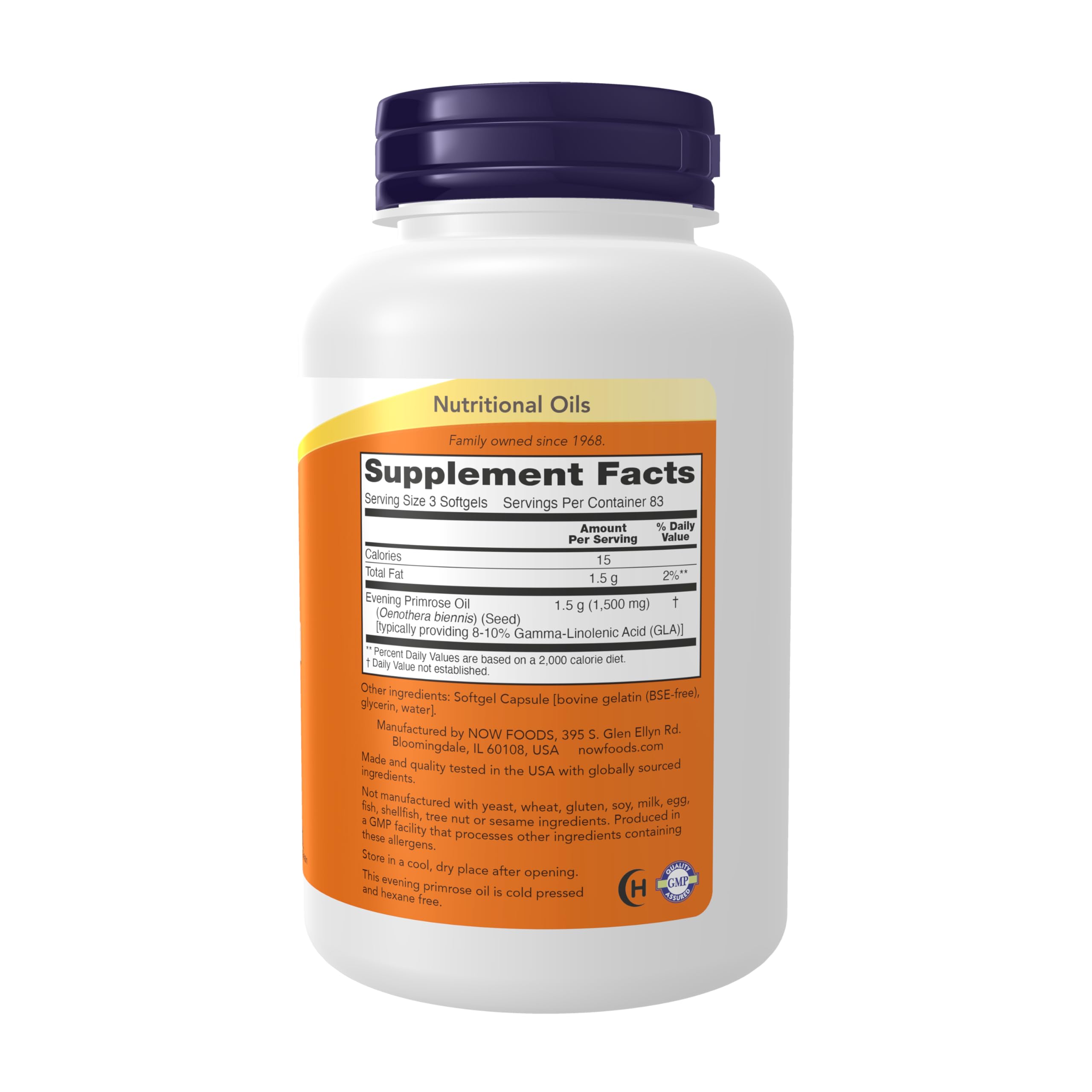 NOW Foods Aceite de Onagra en botella para la rutina diaria de bienestar.
