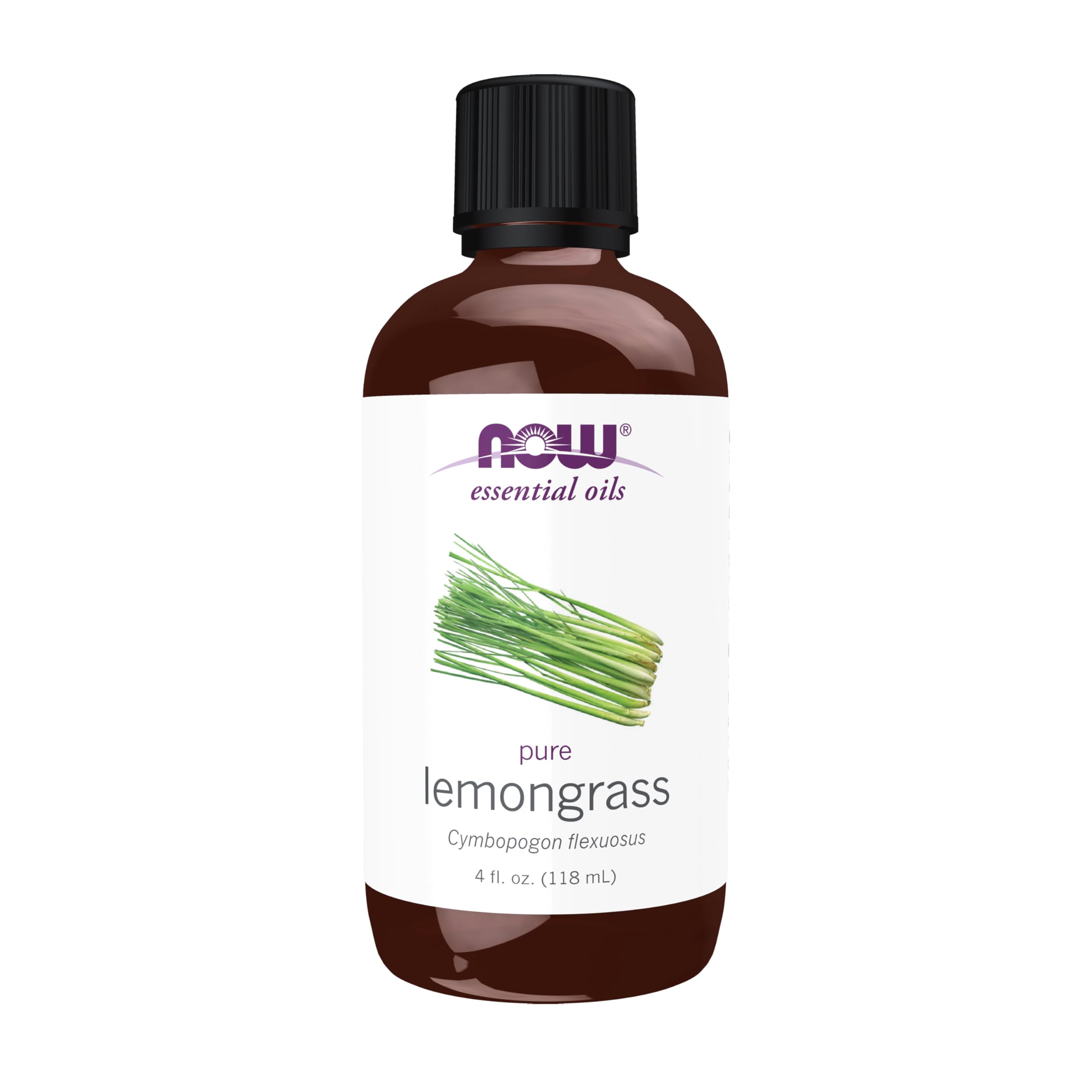 NOW Foods Aceite Esencial Lemongrass: botella lista para aroma energizante en ambientes.