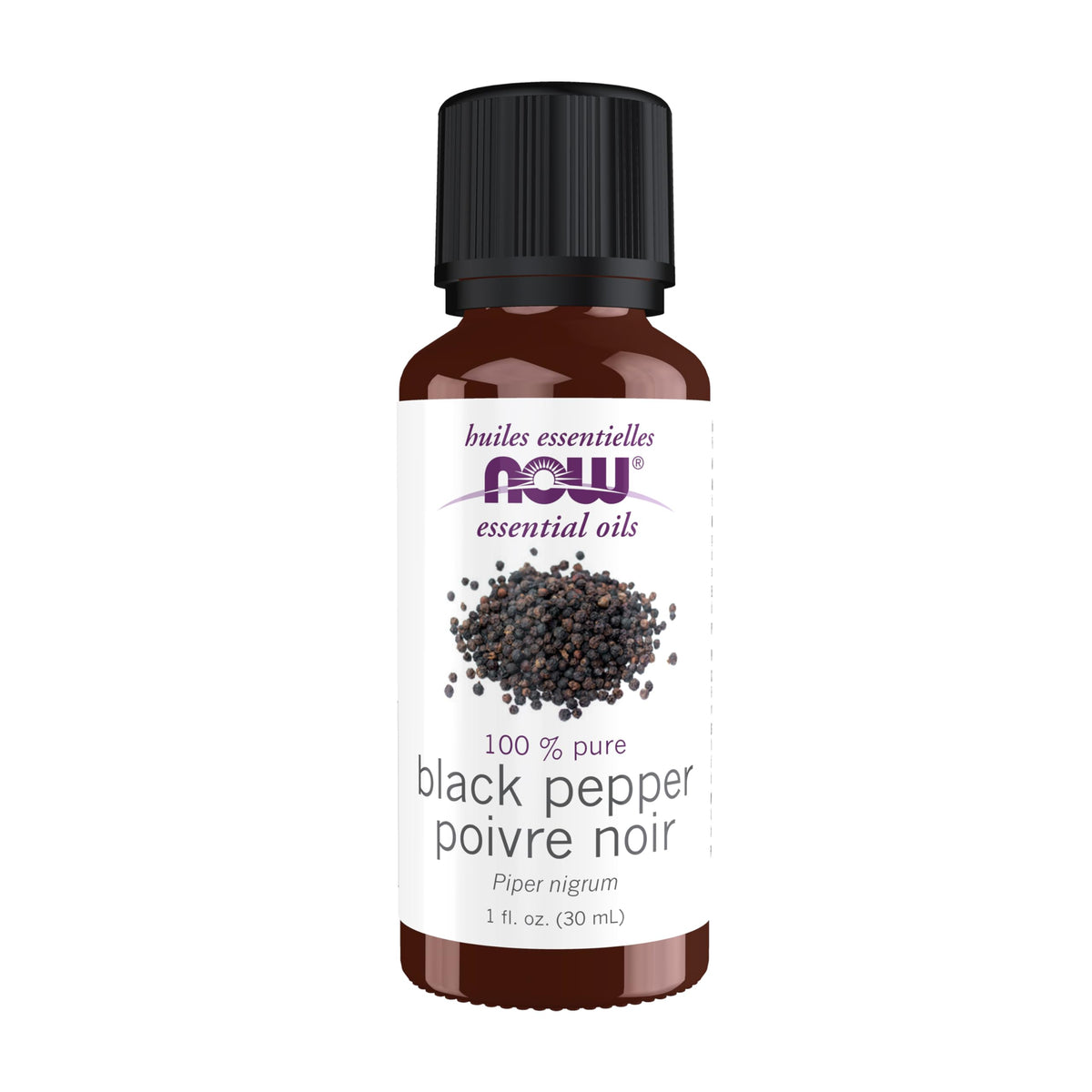 NOW Foods Pimienta Negra frasco 1 oz, aroma estimulante para aromaterapia.
