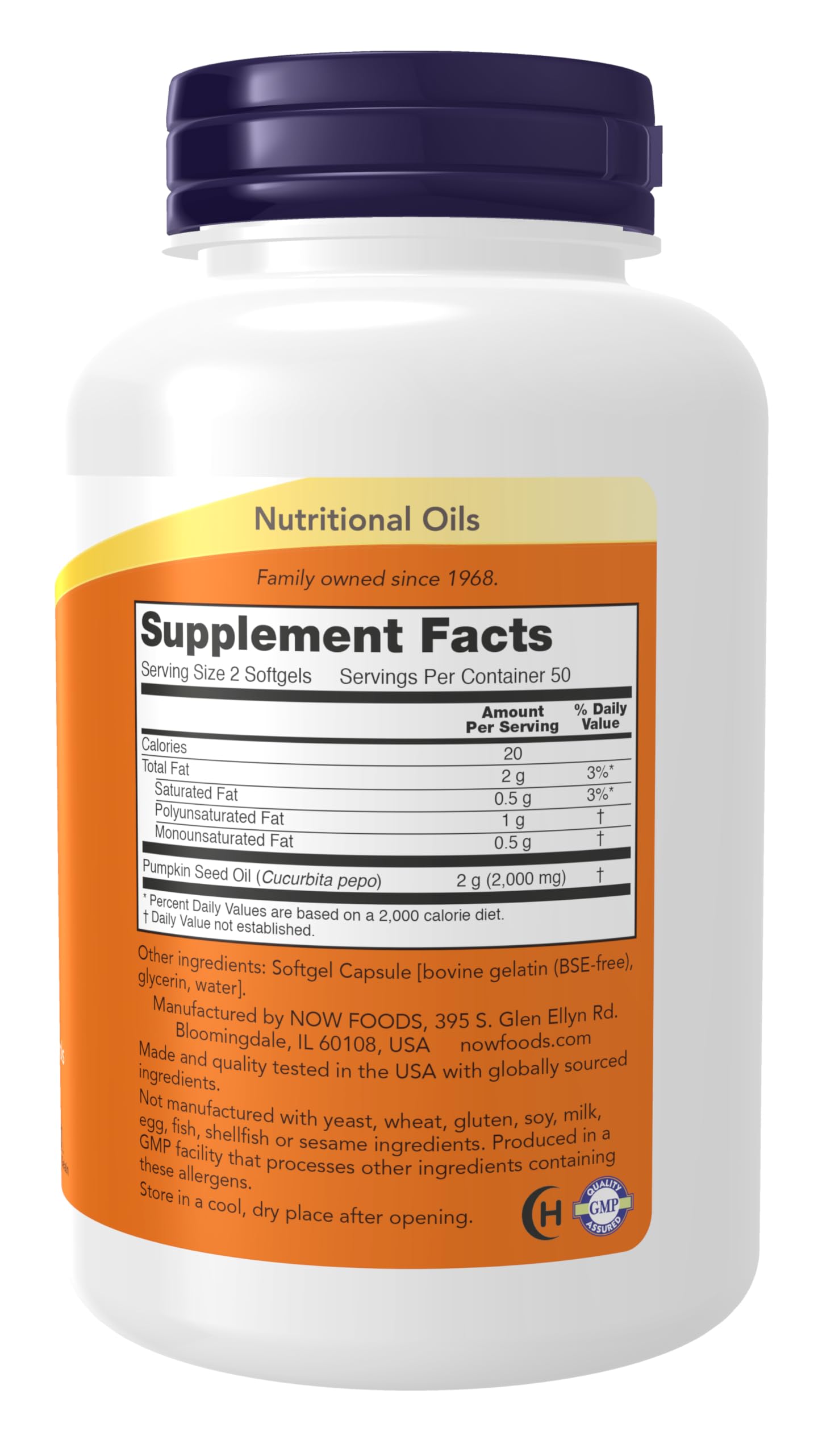 NOW Foods Aceite de Semilla de Calabaza 1000 mg cápsulas blandas vista del producto