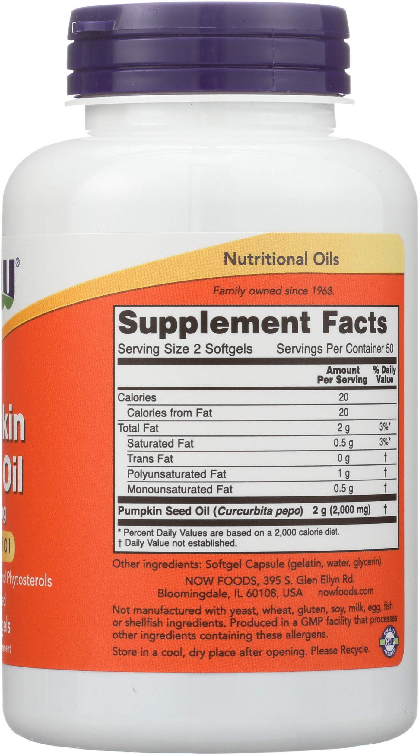 NOW Foods Aceite de Semilla de Calabaza, perfil nutricional de alimentos enteros.
