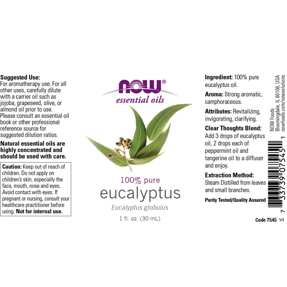 NOW Foods aceites esenciales menta en botella para revitalizar y enfriar la mente