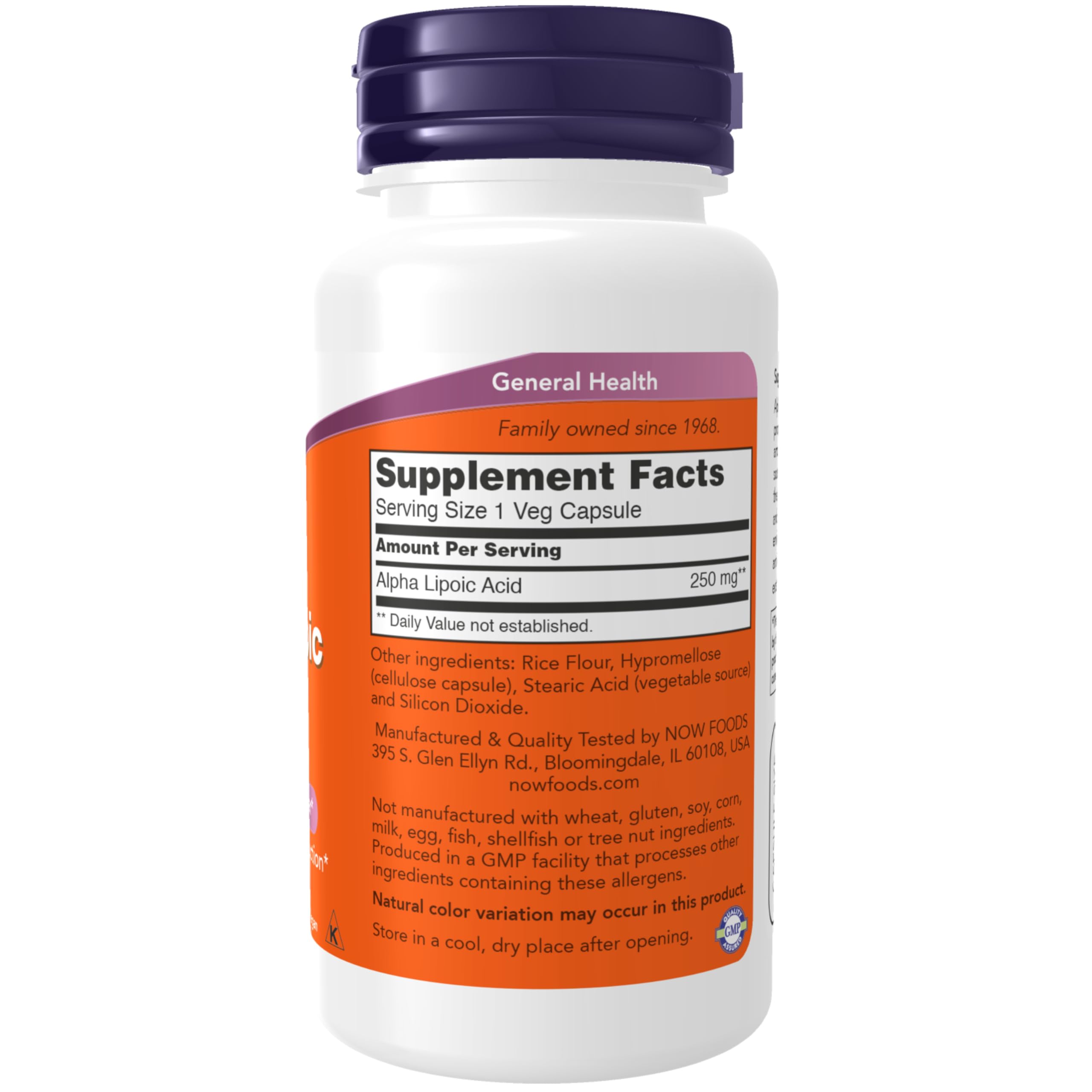 NOW Foods ácido alfa lipoico, cápsula vegetal, conveniencia para uso diario.