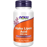 NOW Foods ácido alfa lipoico, empaque del producto, opción antioxidante para uso diario.