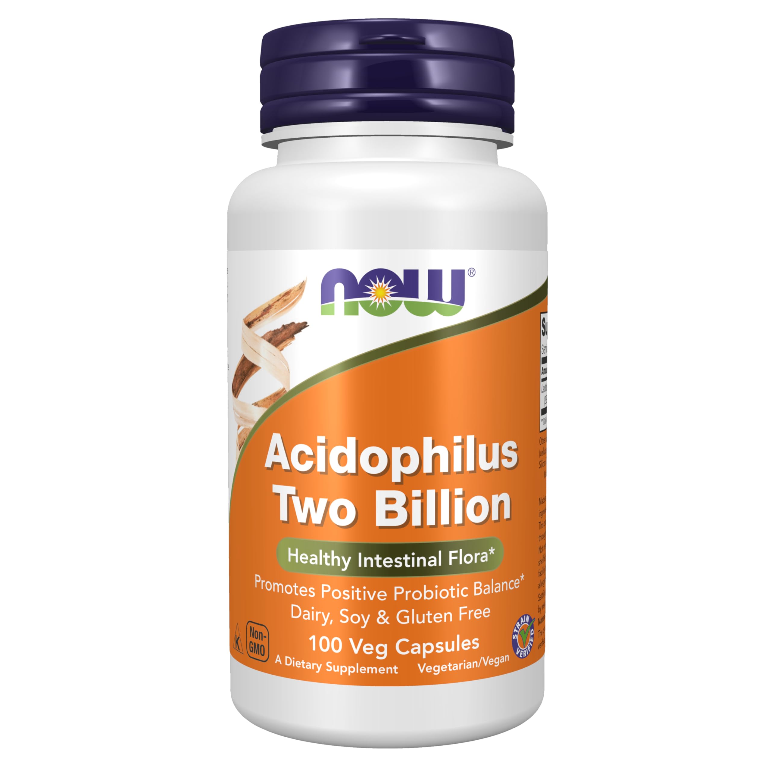 NOW Foods Acidophilus cápsulas vegetales, apoyo a la flora intestinal saludable.
