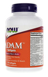 NOW Foods Adam softgels en mano muestran tamaño cómodo para la toma diaria.